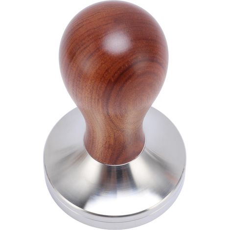 Prensador de Café 58mm Acero Inoxidable Mango Madera Base Plana – Ideal para Máquina Espresso Hogar y Profesional (1/5)
