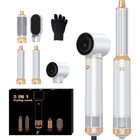 Airbrush 5 en 1 Air Styler Hair styler avec 1000W Seche Cheveux, Brosse Soufflante, Brosse Seche Cheveux, Brushing Brosse Soufflante, Air Curler, Brosse Brushing Soufflante (1/5)