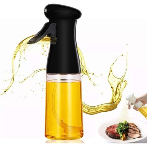 Distributeur d'huile de cuisson, vaporisateur d'huile, 210 ml, distributeur d'huile d'olive pour cuisiner, griller, rôtir, cuire (noir) (1/5)