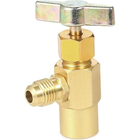 Grifo de refrigerante de CA de alta resistencia para válvula dispensadora de aluminio R134A R-134, rosca ACME de 1/2". (1/4)