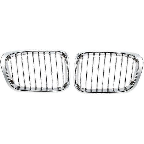 2 calandres chromées avant pour BMW E46 320i, 323i, 325i, 328i et 330i berline 4 portes (1998-2001), de bonne qualité. (1/5)