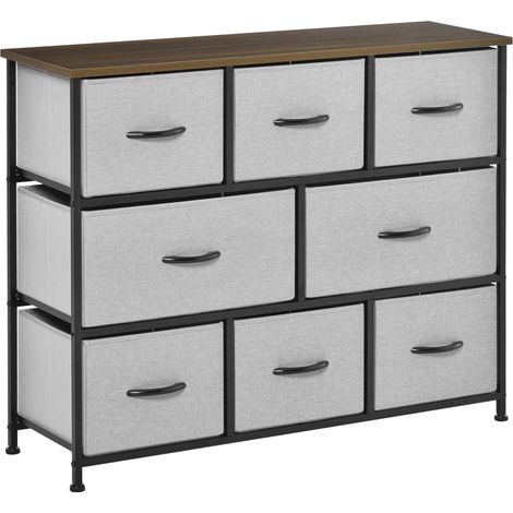 Commode Chiffonnier Meuble de Rangement 8 tiroirs Pliables en Tissu 100 x 30 x 78.5 cm Gris (1/5)