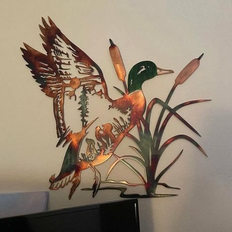 Pendentif mural en métal canard sauvage décoration intérieure (1/4)