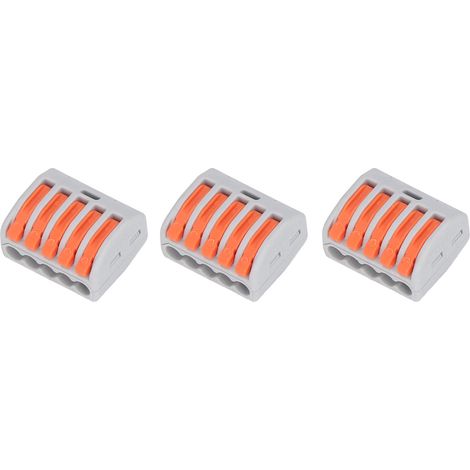 Connecteur de fil rapide 40 pièces, bornier 5 voies PCT-215 Orange, levier compact pour connexion électrique sans soudure (1/5)