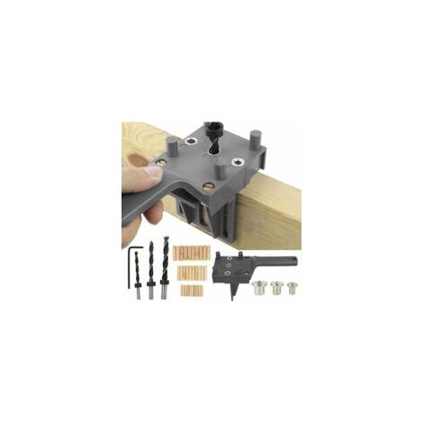 41-teiliges Dübelbohrset, Dübelbohrschablonen-Set, Dübelbohrlehre für gerade Löcher mit Zentrierwerkzeug, 6/8/10-mm-Dübel für handgebohrte Holzdübel (Grau) – Crezuo (1/4)