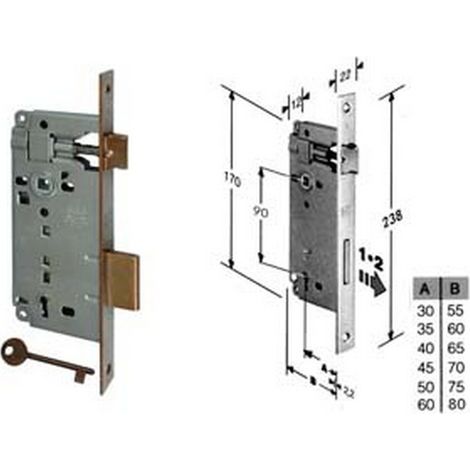 2PZ SERRATURA BUSSOLA INFILARE BORDO QUADRO BRONZATO mm30 bordo acciaio