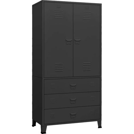Garde-robe,Armoire industrielle Noir 90x50x180 cm Métal CFW53906 (1/5)