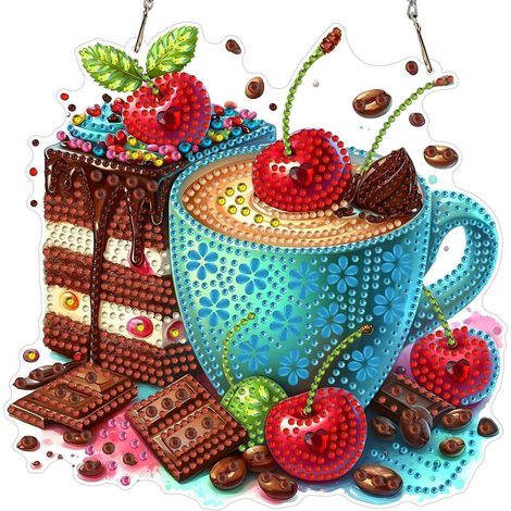 5D Diamond Painting Anhänger Set mit Dessert-Motiv für Fenster & Wand