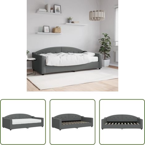 Lit de repos - Lit de jour avec matelas gris foncé 90x190 cm tissu (1/5)