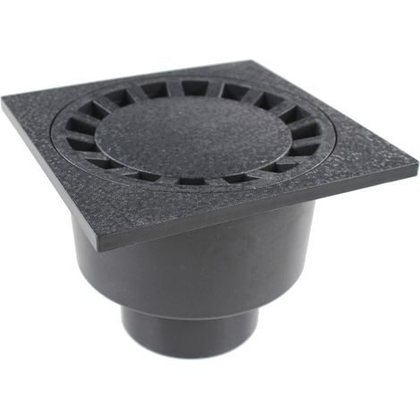 First Plast – Siphon de sol PVC 200x200mm sortie verticale Ø90-100 – Grande garde d'eau – Surface anti-dérapage – Débit > 100L/min (1/5)