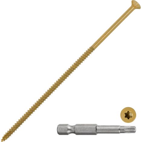 Vis Pour Terrasses (10x6") 30Pcs, Vis À Bois En Acier Au Carbone Revêtement Époxy Avec Tête Torx T25 - Pour Clôtures En Bois, Tables, Tan (1/5)