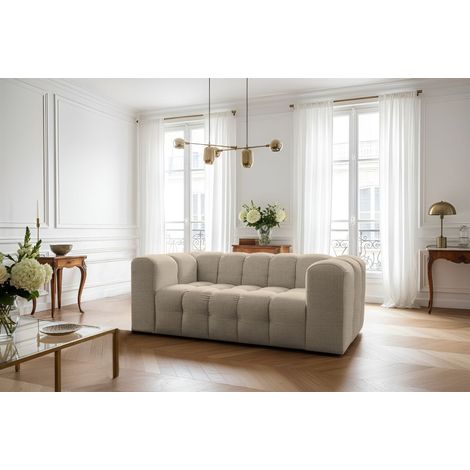 Sofa Designersofa SOLVIE 2-Sitzer in Stoff Moly Beige