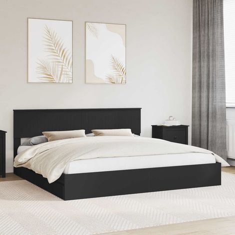 Aufbewahrungsbett Schwarz 200 x 200 cm Holzwerkstoff