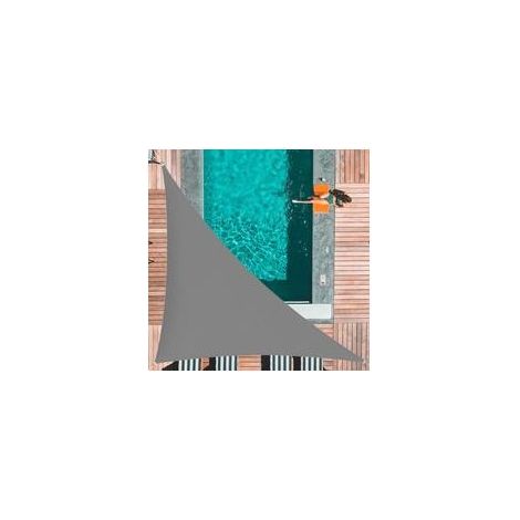 Voile d'ombrage Triangulaire en Polyester Polyester imperméable - Voile d'ombrage Triangulaire - Angle Droit - avec Cordes de Fixation - 3 x 4 x 5 m - Gris (1/4)