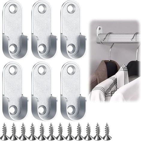 Metallene Kleiderstangenhalterung mit 12 Schrauben für Stangen, ovale Kleiderstangenrohrhalterung für Kleiderschrank, Ankleidezimmer und Aufbewahrung, Kleiderstange (1/4)