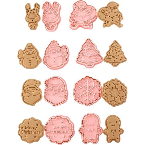 Weihnachts-Ausstechformen mit Prägung, 8 Stück (1/5)