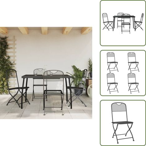 Mesa de jardín - vidaXL Juego de comedor de jardín 5 pzas malla metálica gris antracita - Comedor exterior