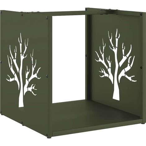 Maison Exclusive - Leñero verde oliva 40x40x40 cm Acero laminado