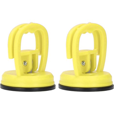2 pièces Ventouse de Soulevement Puissante, Décolleuse à Une Main pour Carrelage, Coque de Voiture et Démontage de Téléphone - Jaune (1/5)