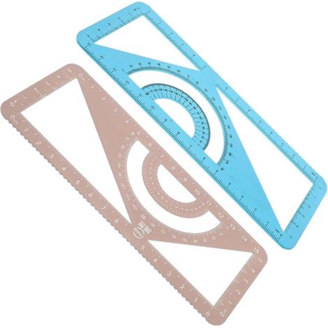 Lot de 2 règles mesure multifonctions en métal pour le dessin et (1/5)