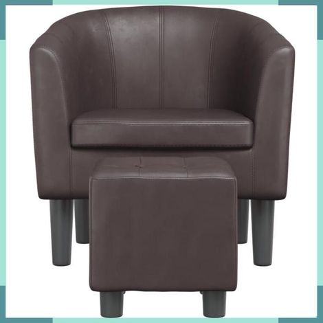 356493 Fauteuil avec repose-pied marron similicuir (1/5)