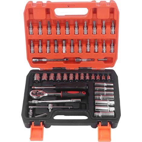 53-teiliges Ratschen-Steckschlüssel-Schraubendreher-Bit-Set aus Chrom-Vanadium-Stahl – Reparaturwerkzeug