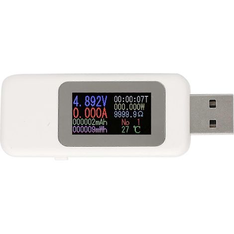 LCD-Display USB-Tester Ladegerät Detektor Digitales Voltmeter Amperemeter Spannungsmesser DC4-30V (Weiß)