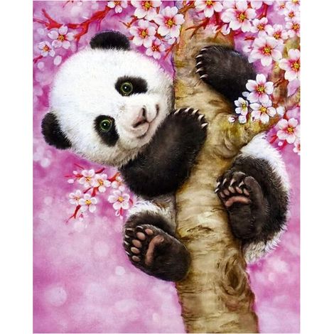 Kit de peinture diamant 5D ,Broderie diamant,Peinture par numéro, Diamond painting, motif de panda mignon - Idéal pour la décoration 30 x 40 cm (1/5)