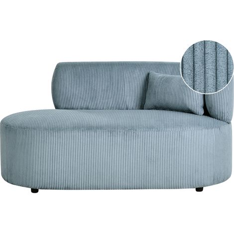Chaise longue para sala de estar tapizado en pana con cojín decorativo versión derecha azul Vanvey