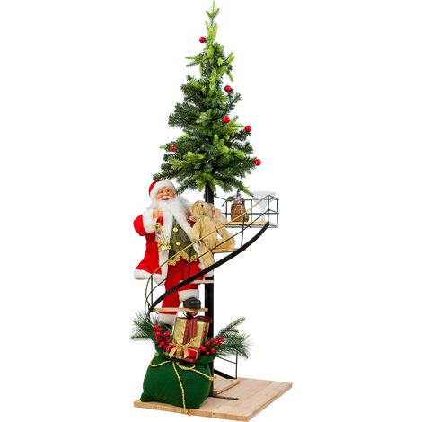 Decorazione Natalizia Babbo Natale su Scala con Albero Luce e Musica 140cm (1/3)
