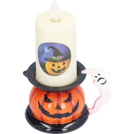 Kerzenlicht aus robustem, batteriebetriebenem PVC, dekorative elektrische Halloween-Kerze für Partys und Bars, Kürbiskopf (1/5)
