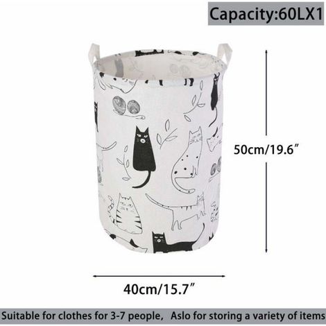 Panier à linge de 19,7 pouces, panier de rangement pliable avec poignées de transport faciles, en coton et lin rond imperméable (1/4)