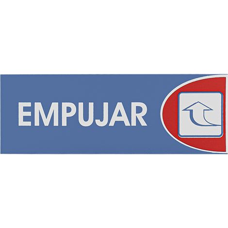 Señal Adhesiva Empujar Plastico 6x18cm Azul Rojo Blanco