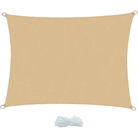 1 Voile d'ombrage 2x3m, Polyester imperméable, Protection UV 95%, Anneaux inox, Jardin Terrasse Balcon (1/5)