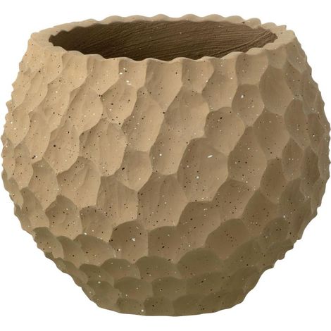 Cache-Pot Alvéolé en Ciment "Rocka" 34cm Taupe (1/2)