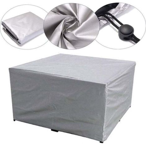 Housses Pour Mobilier De Jardin 11511570cm Couverture Pour Meuble De Jardin 210D Oxford Tissu Imperméable Coupe-Vent Anti-UV Bache Protection Table De Jardin Exterieur-Argent Ikodm (1/4)