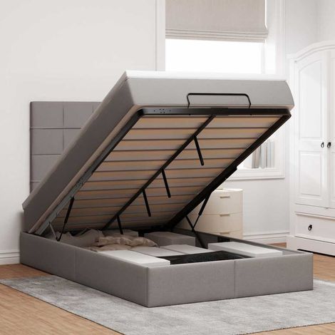 Ottoman-Bett mit Matratze & LEDs Taupe 120x200 cm Stoff