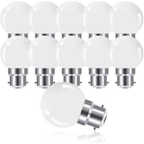 Ampoule LED à Baïonnette B22 3W,Ampoule Mini Globe Golfball B22 G45,Blanc Chaud 3000K,280LM,Non Dimmable,Lot de 10 [Classe énergétique G]
