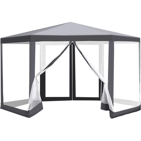 SWANEW Tenda con zanzariera Robusto Tenda esagonale per feste all'aperto resistente ai raggi UV Patio  cortile 2x2x2m grigio (1/5)