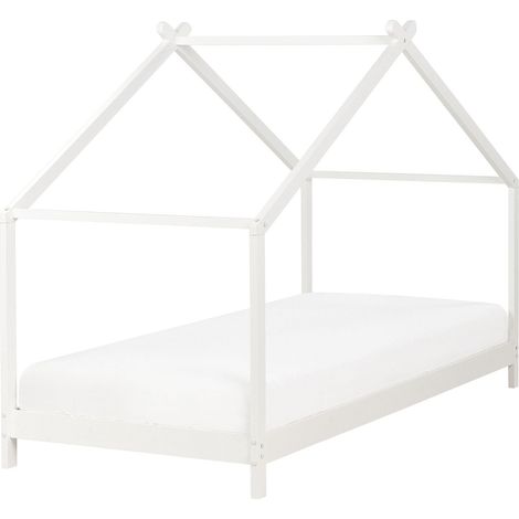 Kids Bed House Pine Wood ORLU 90 x 200 cm (EU Single) White (1/5)
