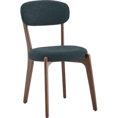 Set aus 2 Essstühlen aus Leinen, Metallgestell, Gepolsterte Sitzfläche, Schwarz (1/5)