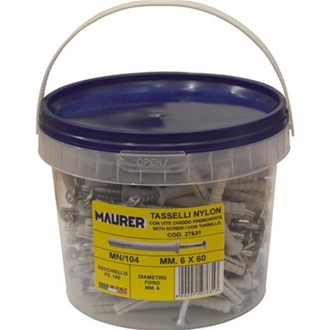 TASSELLI NYLON MAURER C/VITE A CHIODO Ø6X60MM MN SECCHIELLO 100 PZ