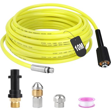Tuyau Nettoyeur Haute Pression 15M 180bar Furet Deboucheur Canalisation Flexible Tuyau Deboucheur Canalisation Haute Pression avec 2 Buses 3 Adaptateurs pour Kärcher K2-K7 Lavor Parkside Bosch (1/5)