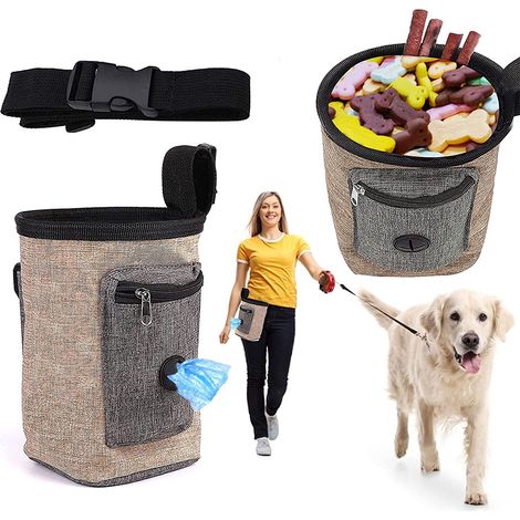 Pochette à friandises pour chien, sac à friandises pour l'éducation des chiens de toutes tailles, transporte facilement jouets, croquettes et friandises, distributeur de sacs à déjections canines inté (1/5)