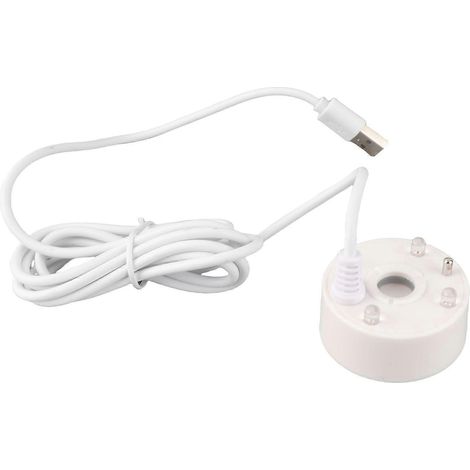 Atomiseur USB avec lumières LED colorées, atomiseur fontaine ultrasonique 5V, adapté aux bassins, rocailles, aquariums et aquariums blancs. (1/4)