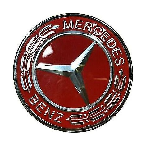 Bonnet Badge Emblème 57mm Rouge/argent Mercedes Bonnet Benz Laurel