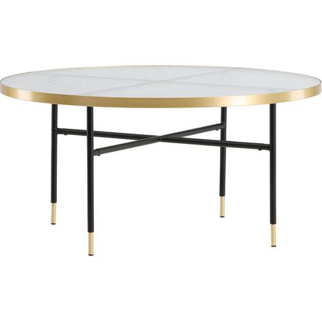 Table Basse Design en Verre "Bubbles" 98cm Or (1/5)