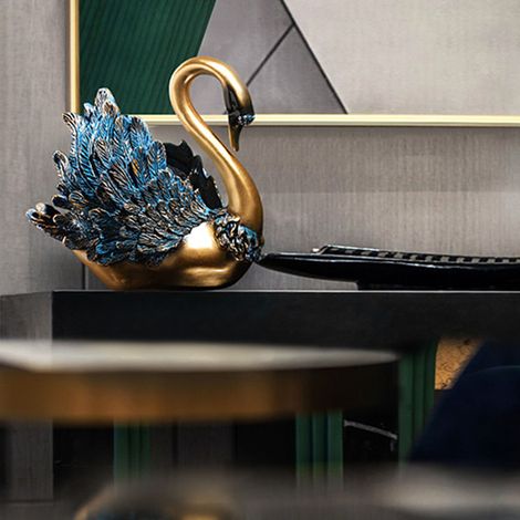 Künstlicher Schwan im nordischen Stil, kreatives Deko-Modell für den TV-Ständer im Wohnzimmer, aus Kunstharz, Typ B (1/5)