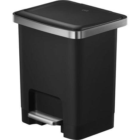 EKO HANA  Pattumiera da bagno e cucina nera da 15 litri con pedale e chiusura ammortizzata  Pattumiera compatta e moderna per bagno o cucina (1/5)