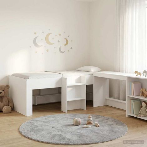 Cama alta para niños con escritorio 80 x 200 cm